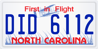 NC license plate DID6112