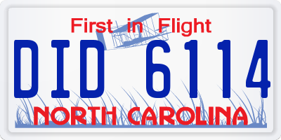 NC license plate DID6114