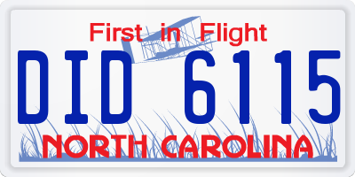 NC license plate DID6115