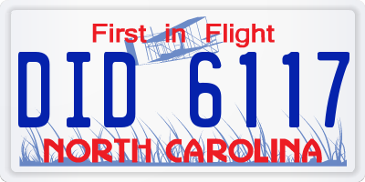 NC license plate DID6117