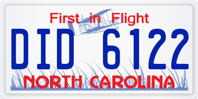 NC license plate DID6122