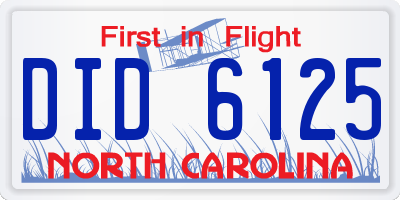 NC license plate DID6125