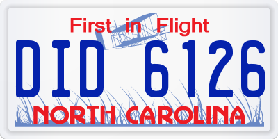 NC license plate DID6126