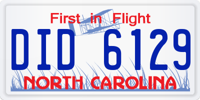 NC license plate DID6129