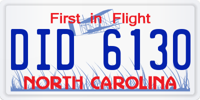 NC license plate DID6130