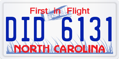 NC license plate DID6131