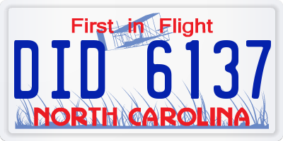 NC license plate DID6137