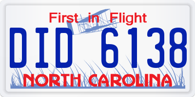 NC license plate DID6138