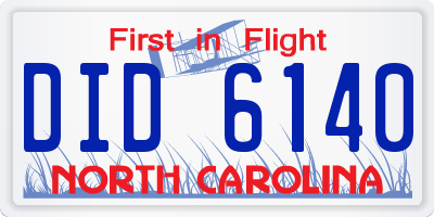 NC license plate DID6140