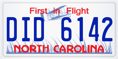 NC license plate DID6142