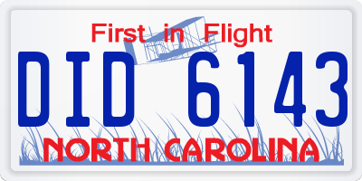 NC license plate DID6143