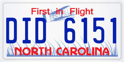 NC license plate DID6151