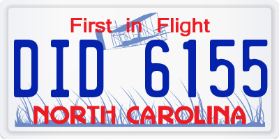 NC license plate DID6155