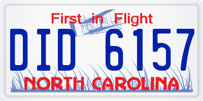 NC license plate DID6157