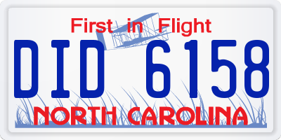 NC license plate DID6158