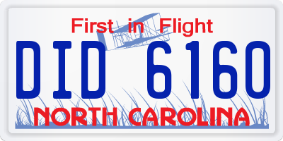 NC license plate DID6160
