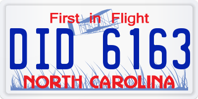 NC license plate DID6163