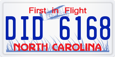 NC license plate DID6168