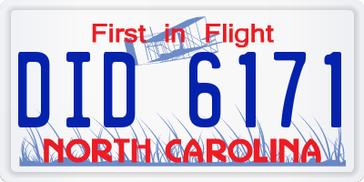 NC license plate DID6171