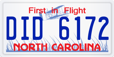 NC license plate DID6172