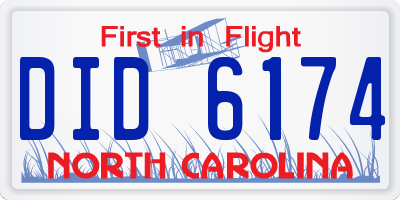NC license plate DID6174
