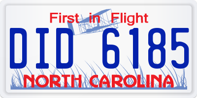NC license plate DID6185