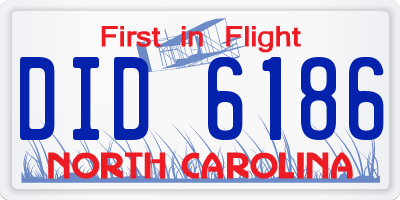 NC license plate DID6186