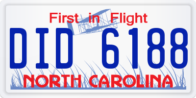 NC license plate DID6188