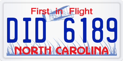 NC license plate DID6189