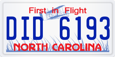 NC license plate DID6193