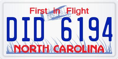 NC license plate DID6194