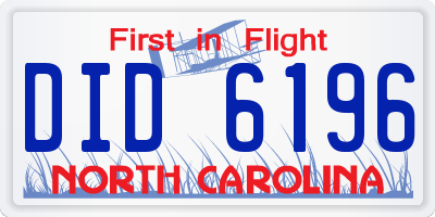 NC license plate DID6196