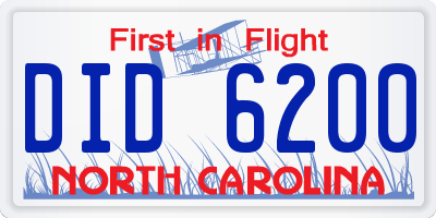 NC license plate DID6200