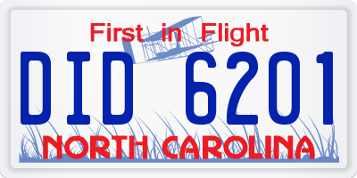 NC license plate DID6201
