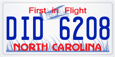 NC license plate DID6208