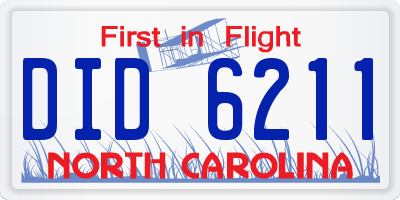NC license plate DID6211