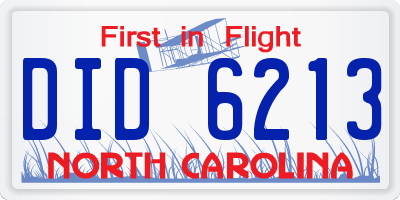 NC license plate DID6213