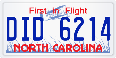 NC license plate DID6214