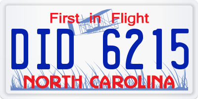 NC license plate DID6215