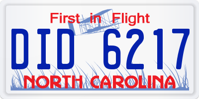 NC license plate DID6217