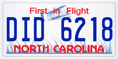 NC license plate DID6218