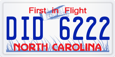 NC license plate DID6222