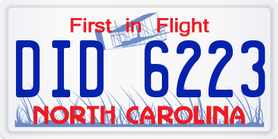 NC license plate DID6223