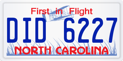 NC license plate DID6227
