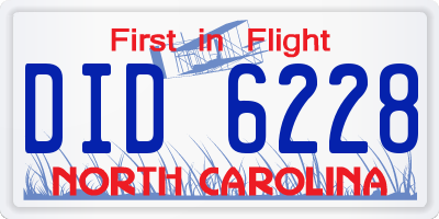 NC license plate DID6228