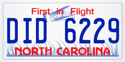 NC license plate DID6229