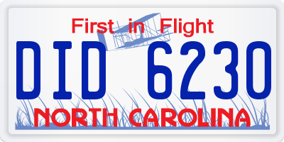 NC license plate DID6230