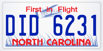 NC license plate DID6231