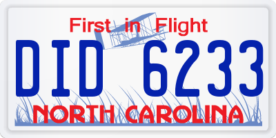 NC license plate DID6233