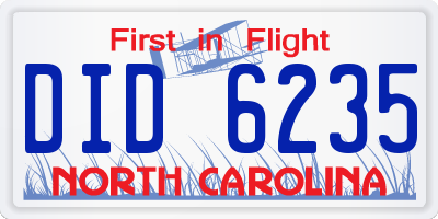 NC license plate DID6235